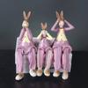 3Pcs Synthetic Resin Rabbit Ornament Anti-fading Cute Little Statue Desktop Decor
