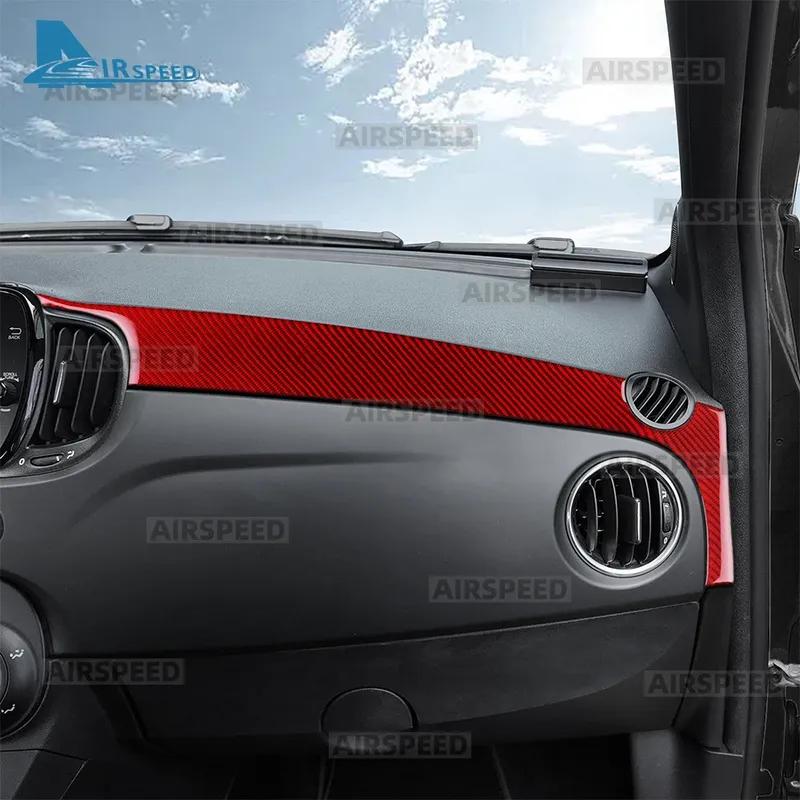 For Fiat 500 500C/Abarth 595 595C /695 695C 2016 2017 2018-2024 500e 16-19 Car trument Strip Real Soft Carbon Fiber Sticker