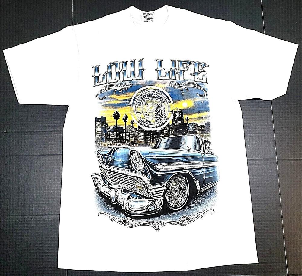 Lowrider T-shirt Low Life Urban Streetwear Men's 100% Cotton Tee White New Unisex T-Shirt