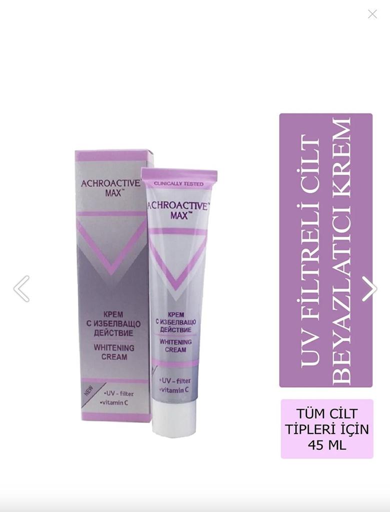 Achromin Max Cream 45 Ml UV FILTERED SKIN WHITENING CREAM