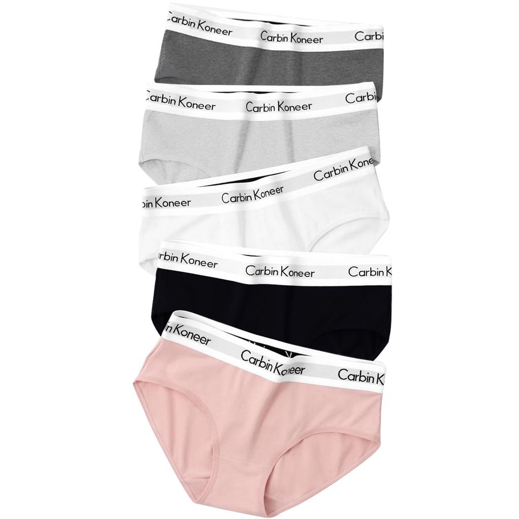 Carbinkoneer Plus Women's Panties, 100% Cotton, Cute, Breathable, Stretchy, Sizes, 5-Pack (JP, Alphabet, L, 5-Pack)