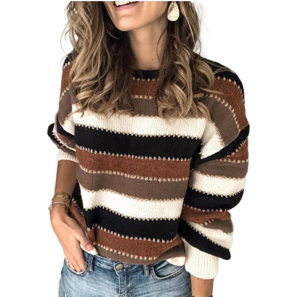 Winter Europe and The United States Dun Personality Splicing Jumper Knit Jumper Women Plus Size