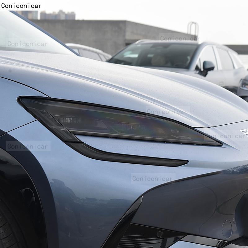 Для BYD Sealion 07 2024 Автомобильная фара Задымленная Черная Защитная пленка из ТПУ Передний свет Тонировка Изменение цвета Наклейка Аксессуары