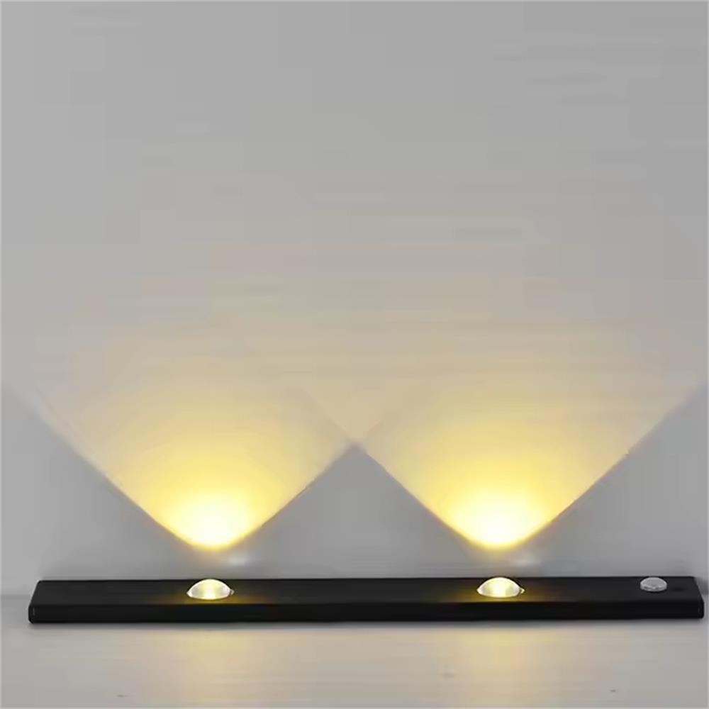 Светодиодные ультратонкие светильники под шкаф с датчиком движения, ночник, беспроводные, 3 цвета, с регулировкой яркости, для кухонного шкафа, спальни, гардероба