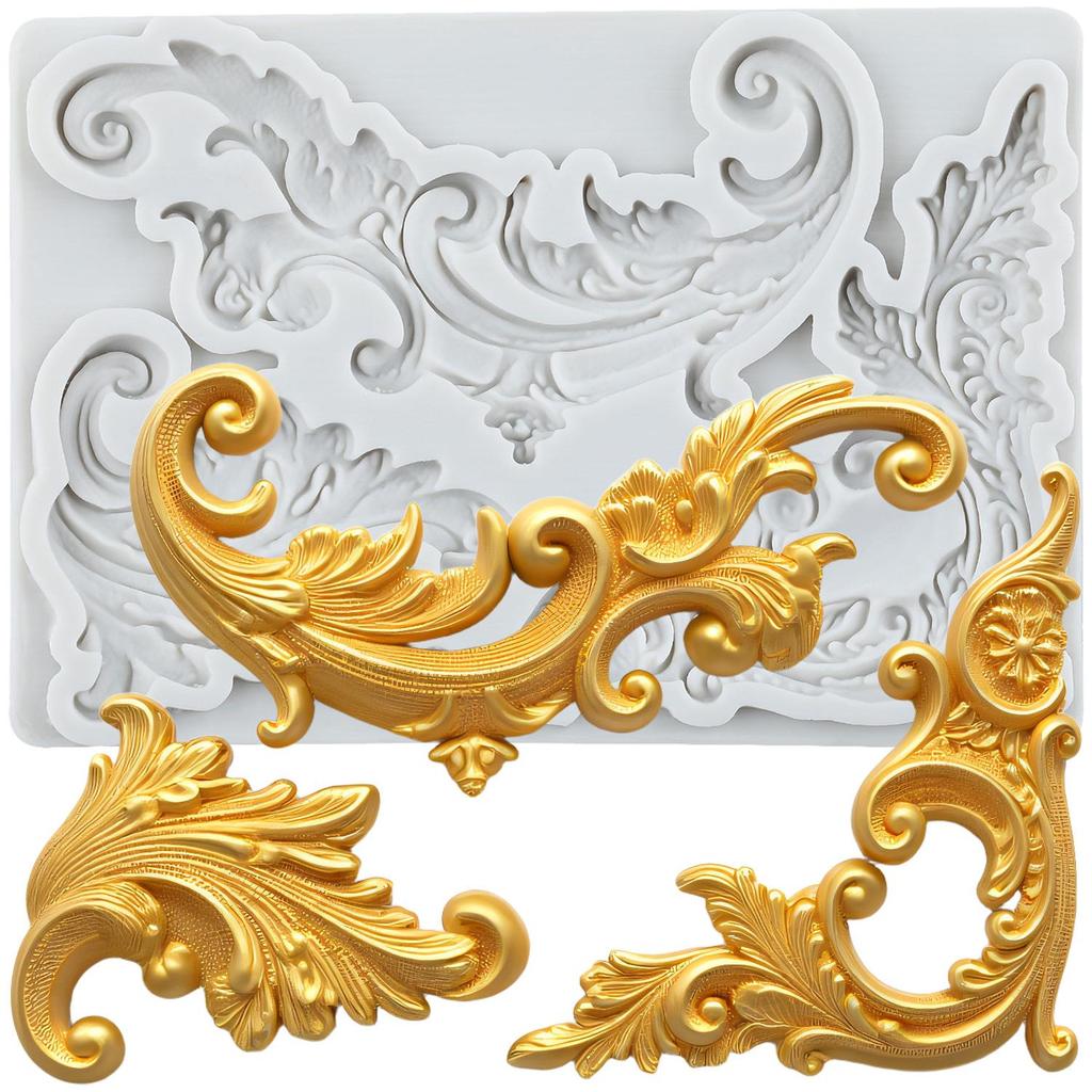 Baroque Silicone Molds Curlicues Scroll Lace Fondant Mold Cake Decorating Tools Cupcake Topper Candy Chocolate Gumpaste Mold
