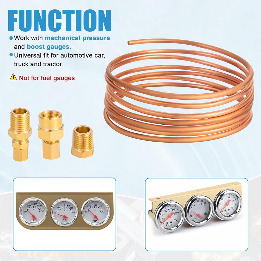 72 Inch Mechanical Oil Pressure Gauge Line Tubing Kit Copper Copper Line Tubing Install Kit W/Fittings