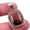 Драгоценный камень обсидиан из натурального красного дерева 925 пробы, одноцветное серебро, двухцветный кулон 1,25 дюйма E9s30