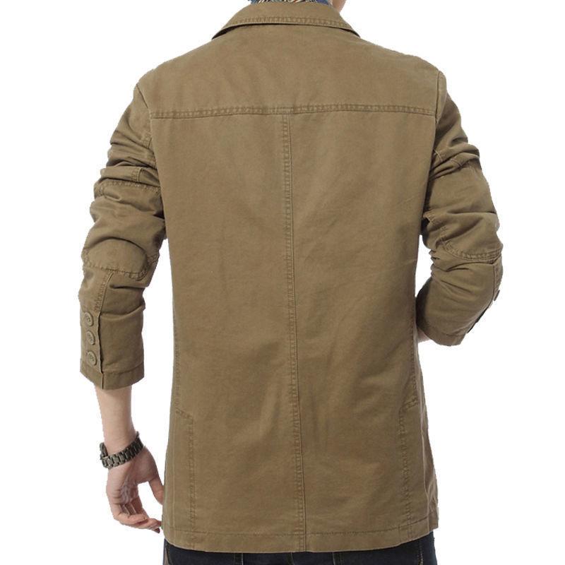 Костюм на весну и осень Мужская хлопковая куртка Мужской повседневный костюм Мужской свободный костюм среднего возраста большого размера Маленький костюм Мужская осенняя одежда