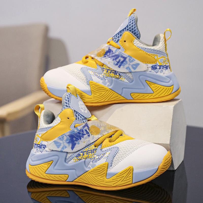 Boys' Shoes Autumn New Children's Sports Shoes Medium and Older Children's Basketball Shoes Boys Training Shock-absorbing Running Shoes