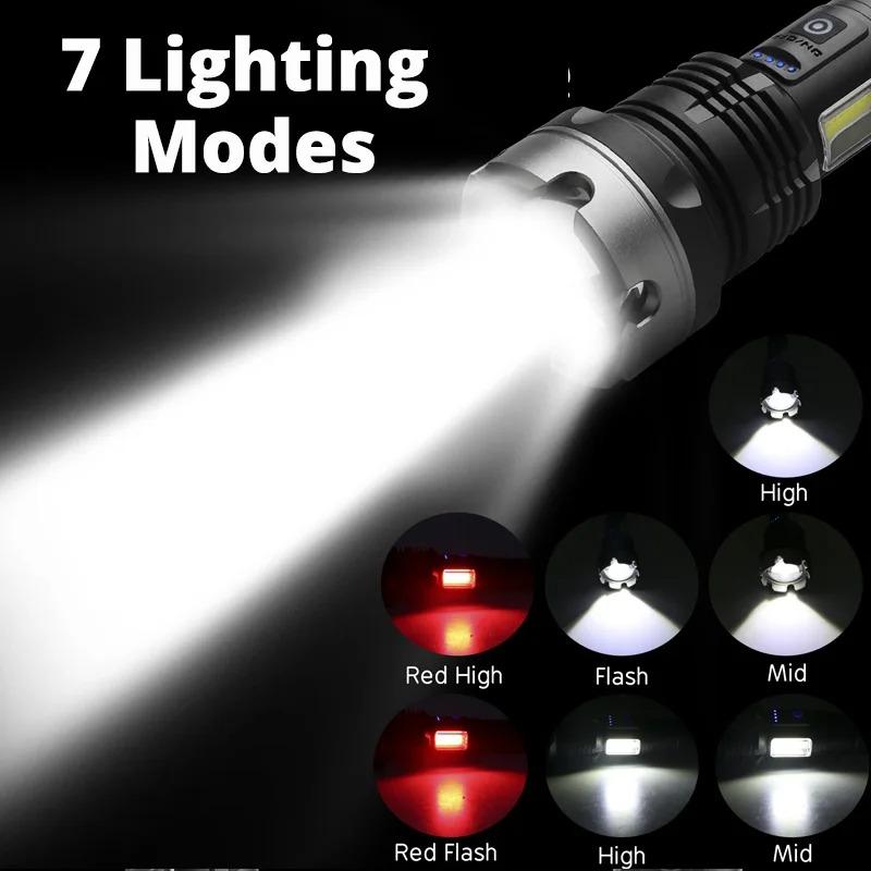 Светодиодный фонарик XHP360 высокой мощности 5000 мАч, сверхяркий 36-ядерный фонарь, USB-перезаряжаемый, с зумом, для кемпинга, охоты