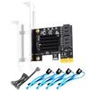 GLOTRENDS SA3034A 4-портовая PCIe-карта расширения Поддерживает ОС В комплекте SATA-кабель и SATA-разветвитель Питание Совместимо с Mac NAS SATA3.0 Карта, Загрузочная, 15 Кабель,