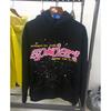 Sp5der Hoodie Oversized Thick Fleece Sweatshirt With Foil Print Spiderweb Design Men Winter Casual Wear