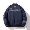 Mens Winter Thickened Bomber Jacket With Embroidery Patch Loose Fit Casual Outerwear Teens Adults