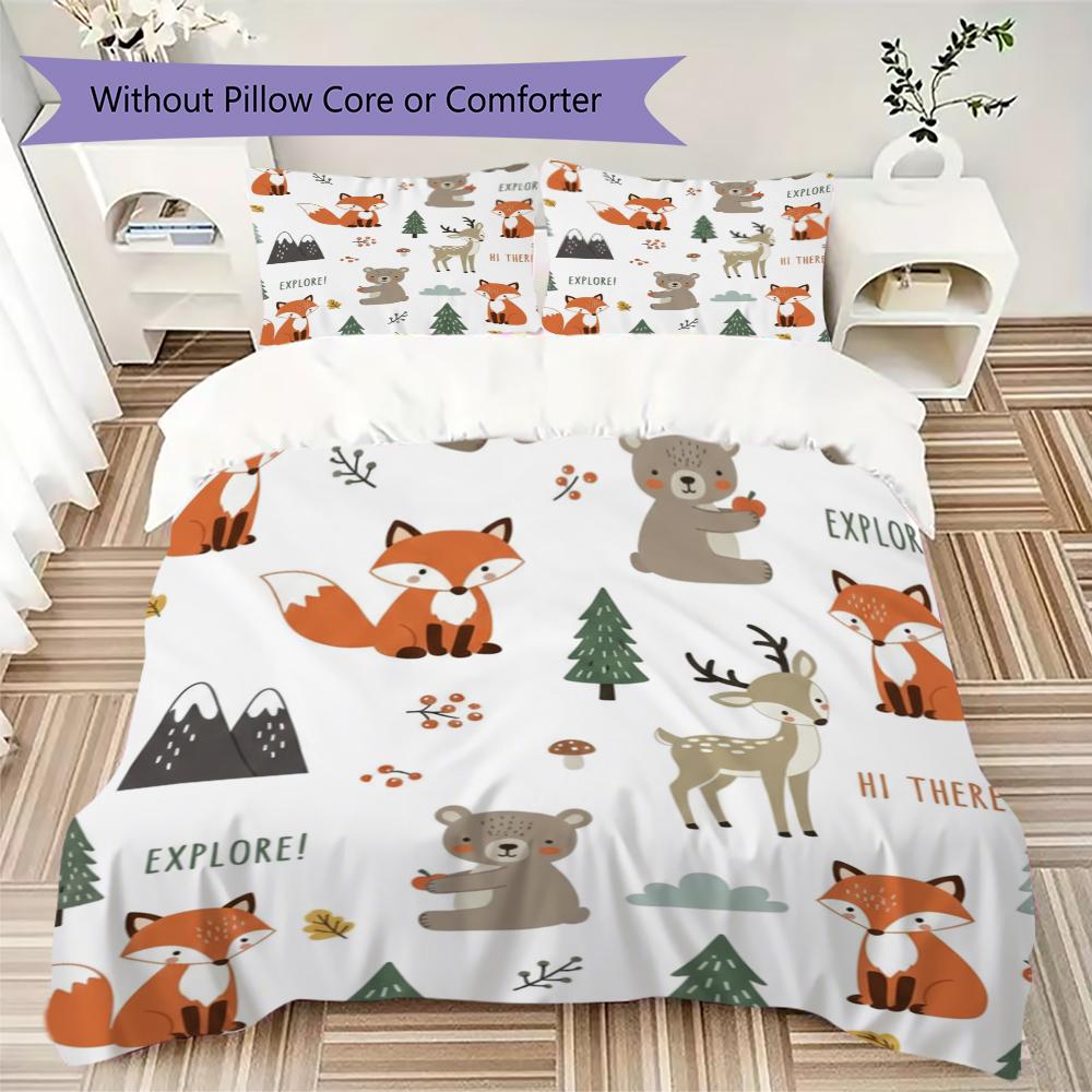 Cute Nordic Style Pattern Bedding uilt Set uilt Cover Pillowcase Home Decoration Birthday Gift (1 * duvet cover + 2 * pillowcase without core)24
