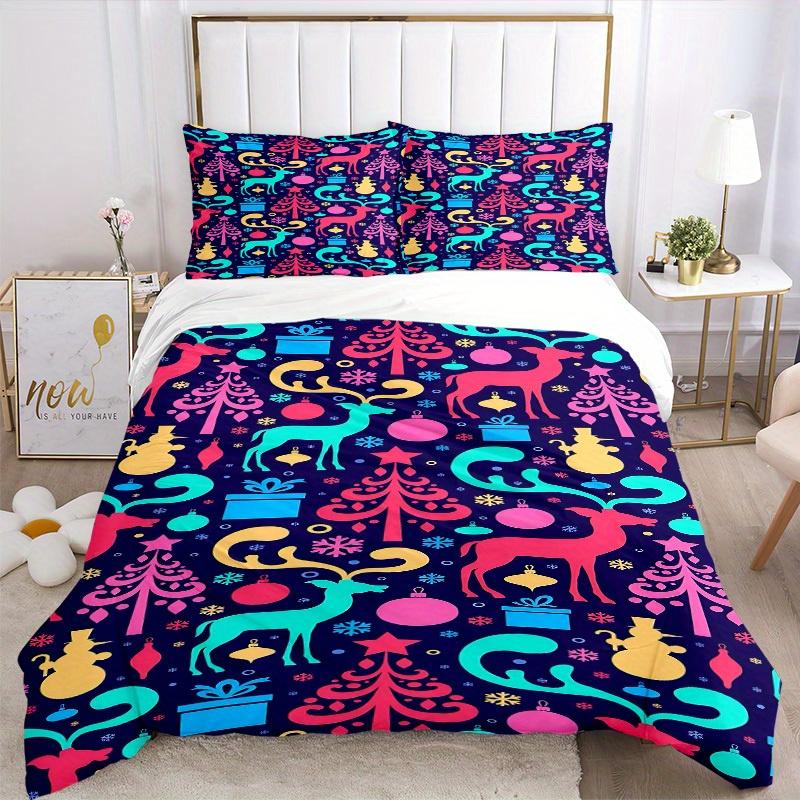 3pcs set Christmas Festive 1 Quilt Cover + 2 Pillowcases, All Seasons Bedroom Setting, Perfect for Home and Dorm Decor a181