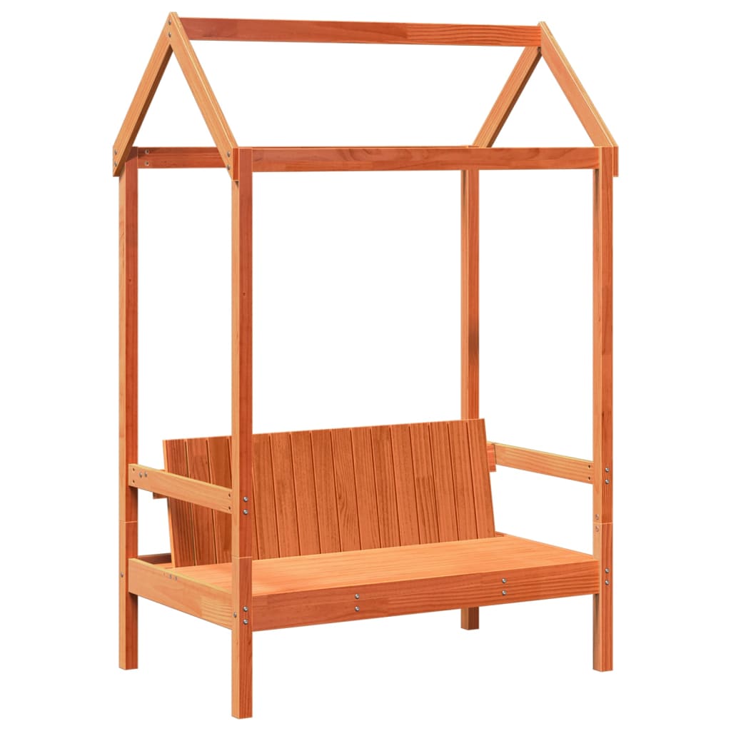 Solid Wood Bed and Bench with Roof Orange 100x200 cm Pine Wood