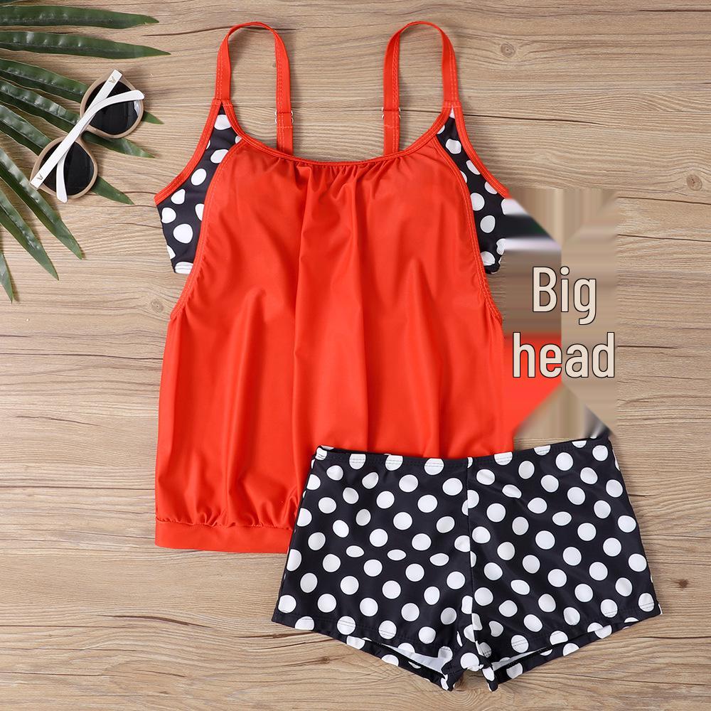 Купальник танкини большого размера в горошек на плоских плавках с сексуальным дизайном без спинки