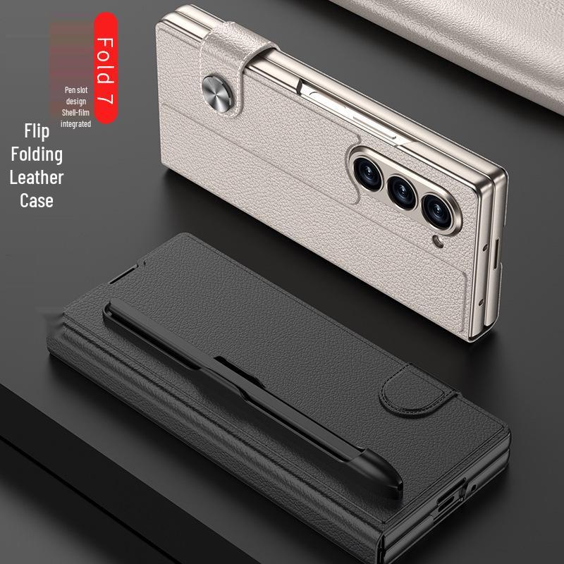 Кожаный чехол-книжка Samsung Z Fold7 для бизнеса: Полное покрытие, Креативный дизайн