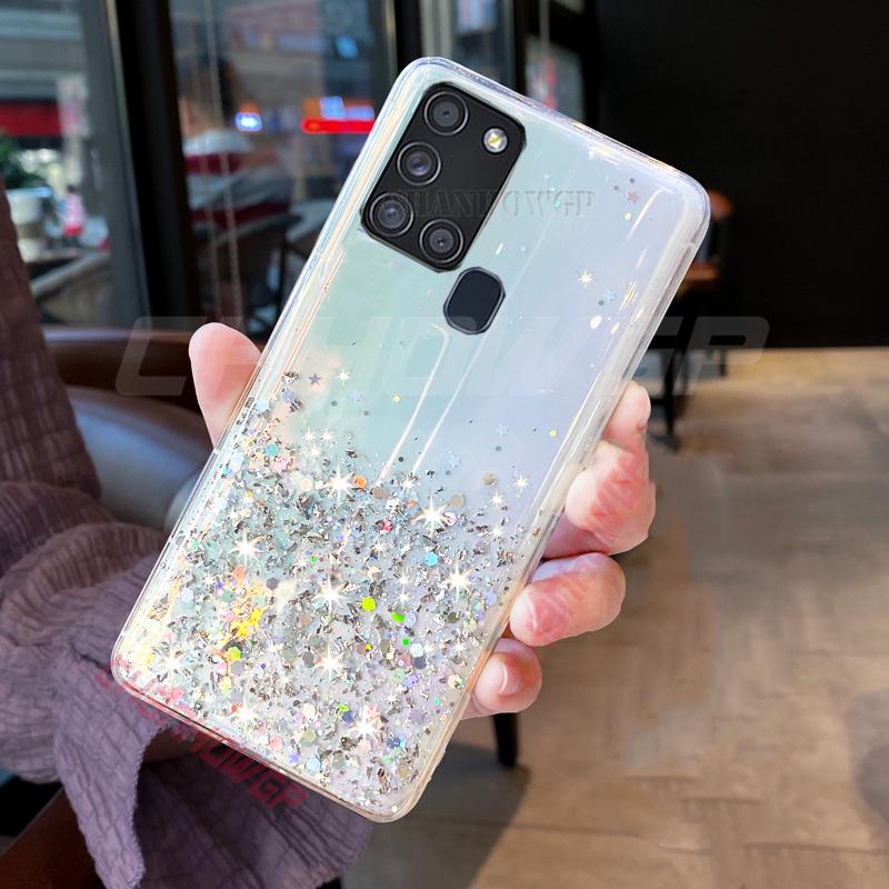 Чехол для Samsung A21S, модные блестящие чехлы для телефонов для Samsung Galaxy A21S, чехол 6,5 дюйма A 21S A21 S, прозрачный мягкий силиконовый чехол из ТПУ