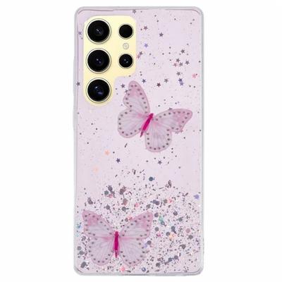 Для Samsung Galaxy S25 Ultra Чехол из ТПУ WANLONFENG Серии AW ПВХ Бабочка Эпоксидная Накладка для Телефона с HD Пленкой