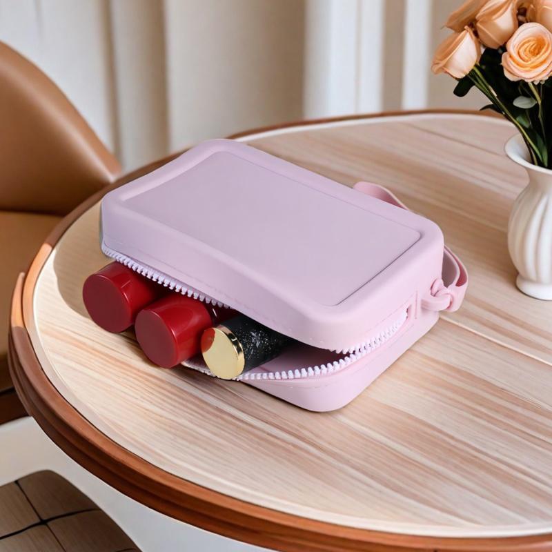 Квадратный силиконовый чехол для хранения косметических средств для губной помады, дорожный держатель для кистей для макияжа, портативный органайзер для мелочей