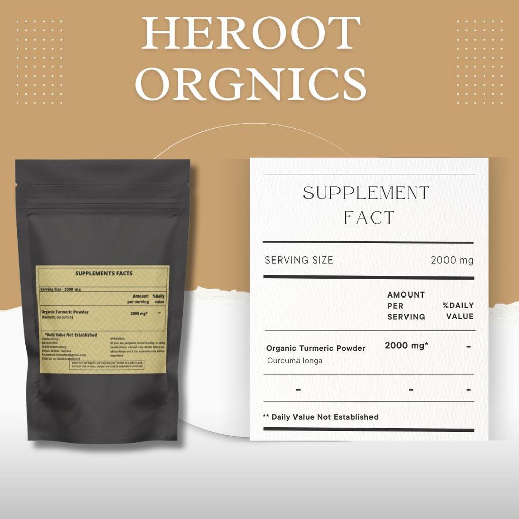 Heroot Порошок корня куркумы | Curcuma Longa | Сырая молотая специя