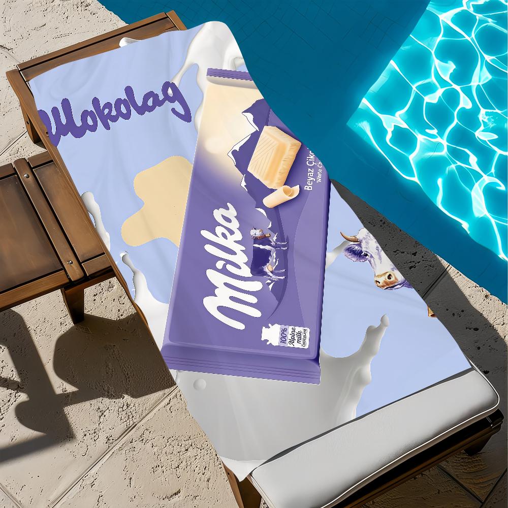 Funny M-milka Towel Large Quick-Drying Microfiber soft Beach Towel for Travel Fitness Sauna Bathing Camping