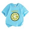 Unisex Kids 100% Cotton Crew Neck Short Sleeve T-Shirt, Cute Lime Lemon Slice Print Casual Tees for Boys Girls Summer Soft Breathable Daily Wear Tops