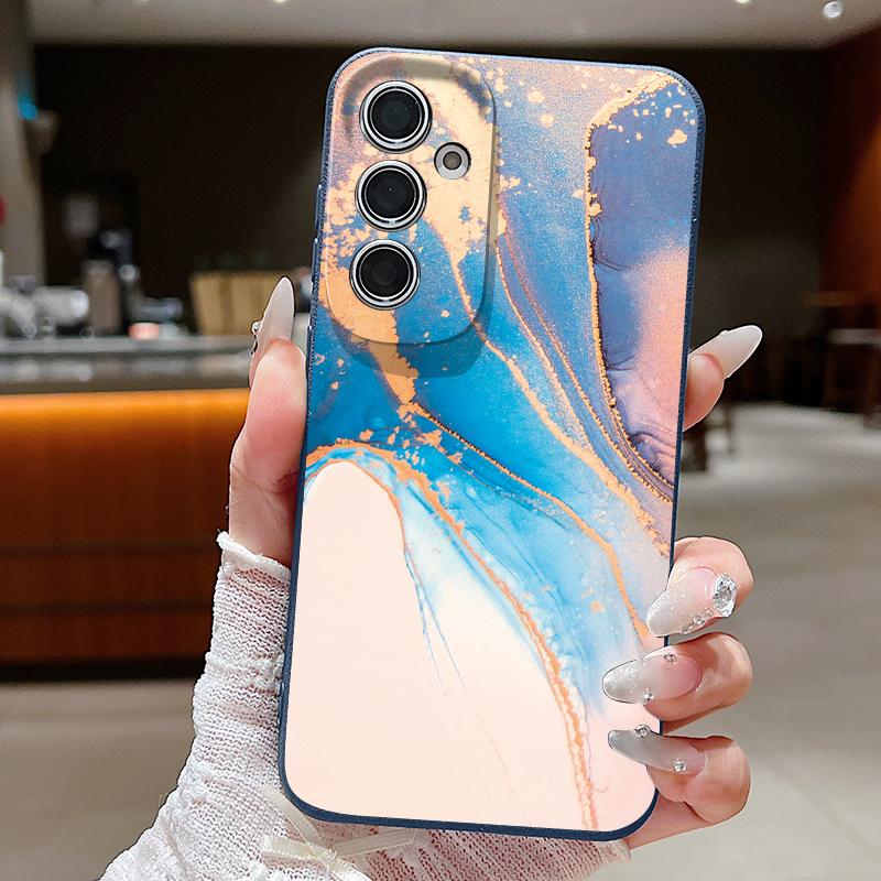 Чехол с узором под белый мрамор для Samsung S26 Ultra S25 A18 S24 S23 S22 S21 FE A15 A16 A17 A35 A36 A37 A54 A55 A56 A57 Силиконовый чехол с кожаной текстурой