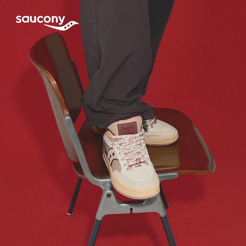 SAUCONY Cny Ретро Кожаные Кроссовки на Шнуровке Нескользящие Износостойкие Дышащие Низкие Кроссовки Унисекс Бежевый Коричневый S79045-11