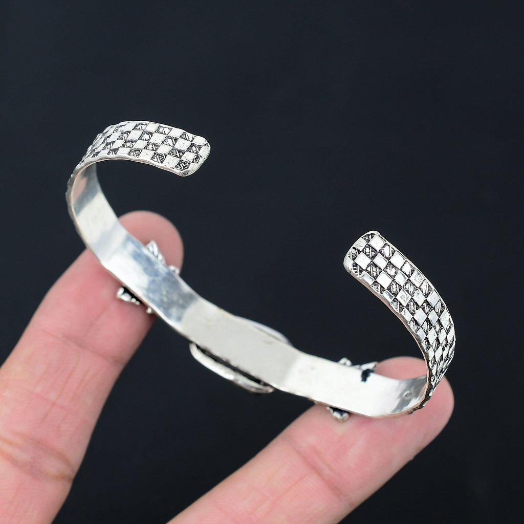 Friendship Day Deal Radiant Dendrite Opal Stone Leaf Bangle Jewelry 925 Silver