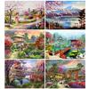 5D DIY Diamond Embroidery Landscape House Mosaic Sale Japanese Diamond Painting Cherry Blossoms Cross Stitch Home Decor