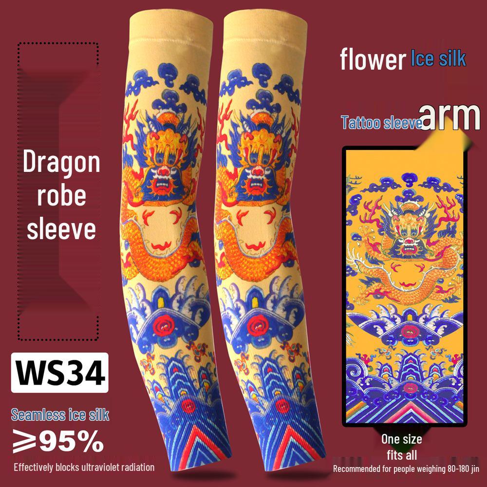 Рукава из ледяного шелка для защиты от солнца с татуировкой для мужчин и женщин - Летние для вождения, езды на велосипеде, с цветочным дизайном