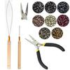 Hair Extension Tool Kit includes extension pliers crochet hook bead stringer and nano ring for making styling accessories