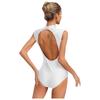Women's Sleeveless Dance Leotard with Rhinestones Cutout Back Metallic Sequins Bodysuit S-XXL