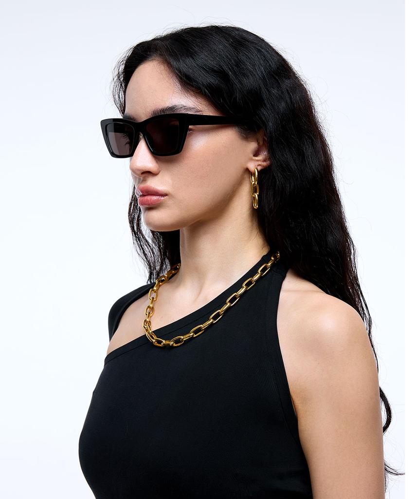 Grasse Matinee 2Ways Oval Unbalanced Chain Earrings Gold
