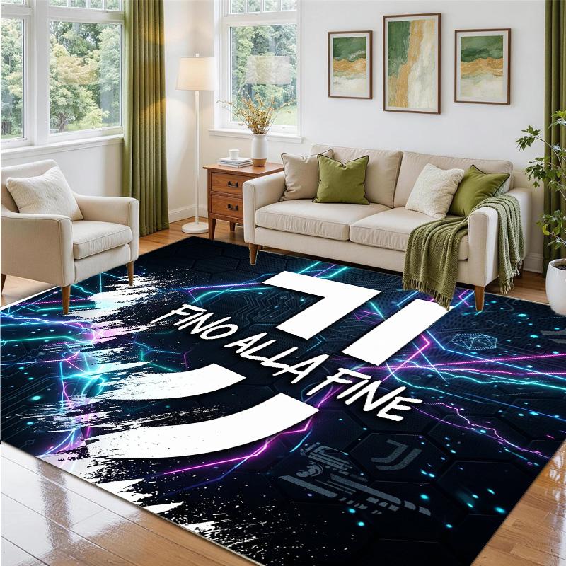 Juventus FC Design Crystal Velvet Rug Soft Decorative Mat for Bedroom Entrance