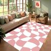 Modern Distorted Checkerboard Design Area Rug Soft Non-Slip Mat Minimalist Geometric Home Decor Carpet for Living Room Bedroom