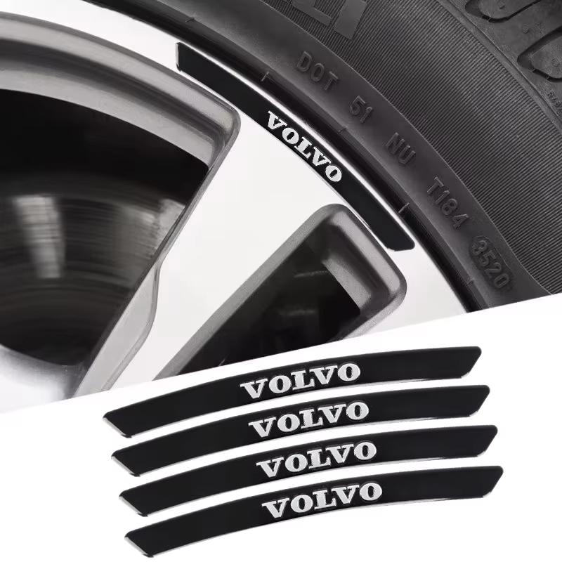 4pcs Car Wheel Rim Stickers Auto Tire Emblem Decor Decal Accessories For Volvo S60 S80 S90 C30 XC40 XC60 XC70 XC90 V40 V60 V90