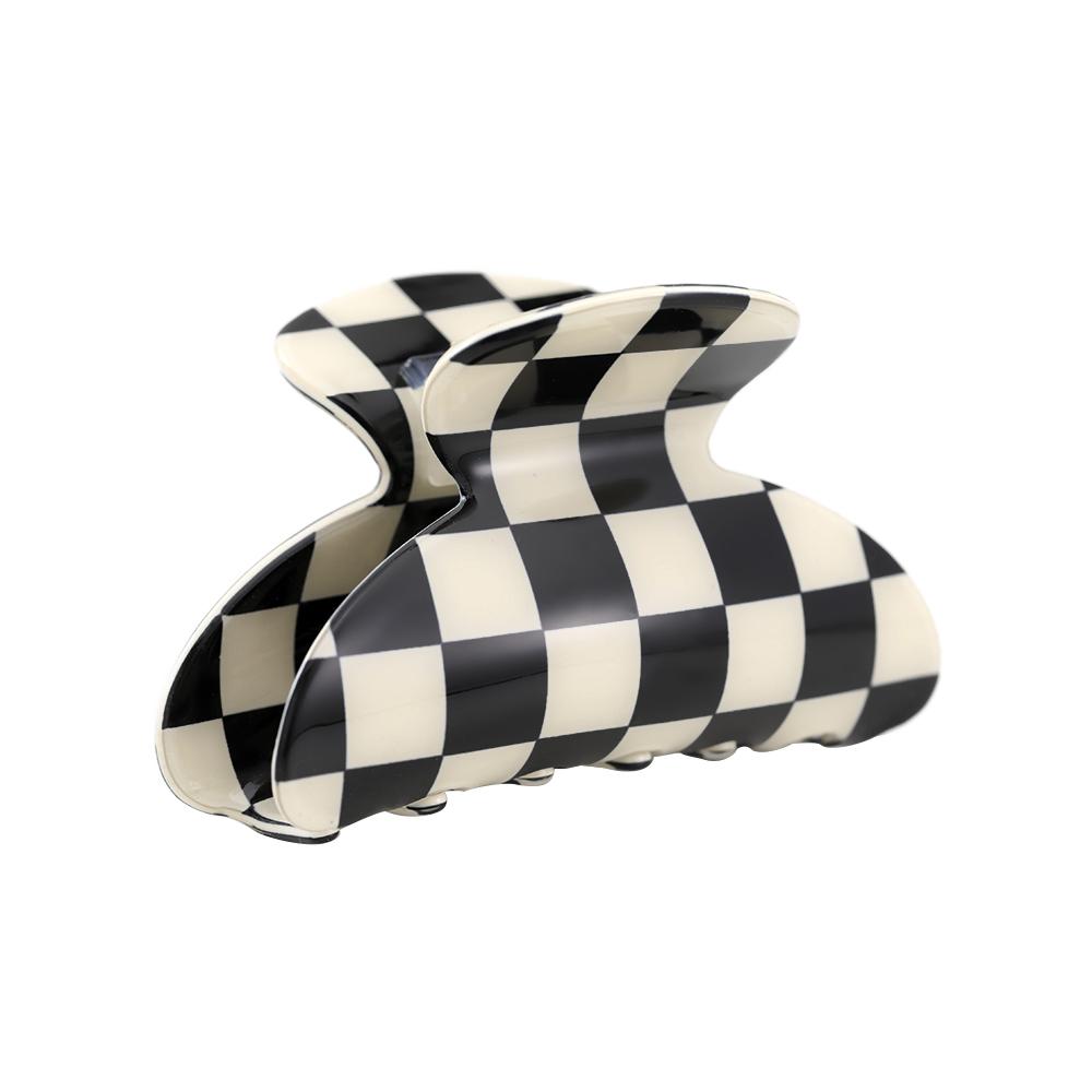 2023 Black and White Matte Polished Hollow Acrylic Hairpin Lovely Hairpin Temperament Girl Hair Crab Hair Accessories