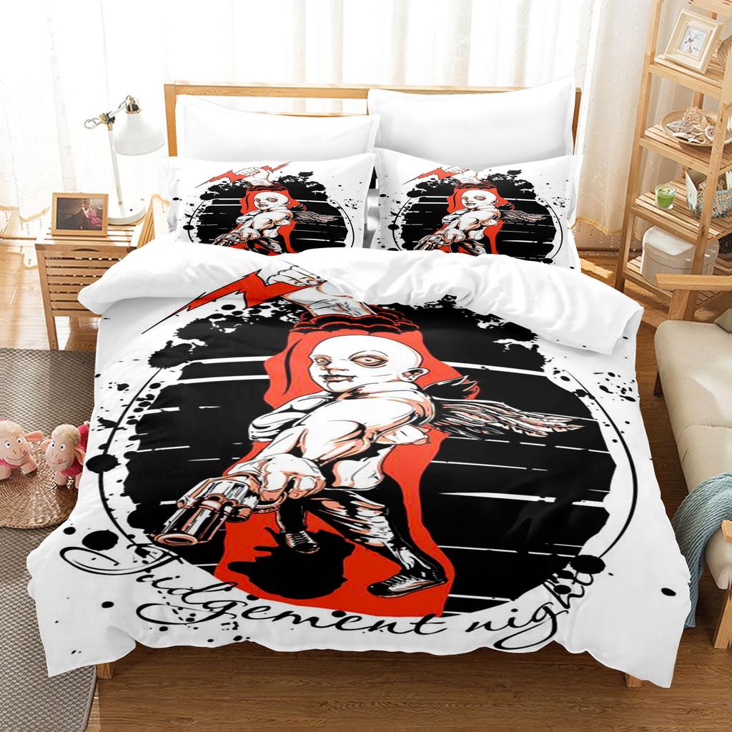 Vintage Pop Goth Reaper Skull Punk Rock Bedding Digital Printing Polyester Cotton Three-Piece Set