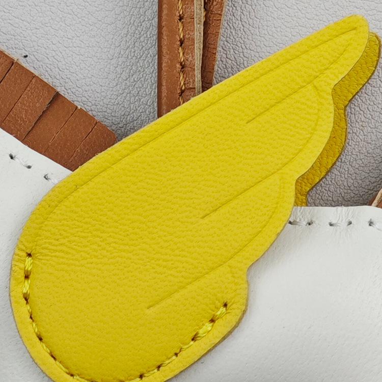 Подвеска для сумки-лошадки из натуральной кожи с отделкой из овчины и крокодила, сшитой вручную