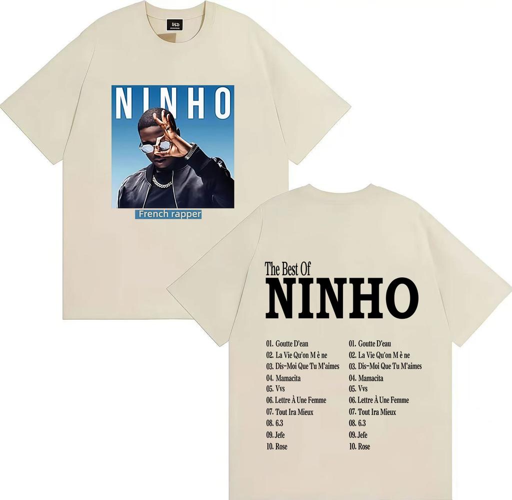 Французский Поп-рэпер Ninho Готическая Графика Высококачественная Футболка Оверсайз Повседневная Хлопковая Футболка Мужская Женская Хип-Хоп Футболки Streetwear