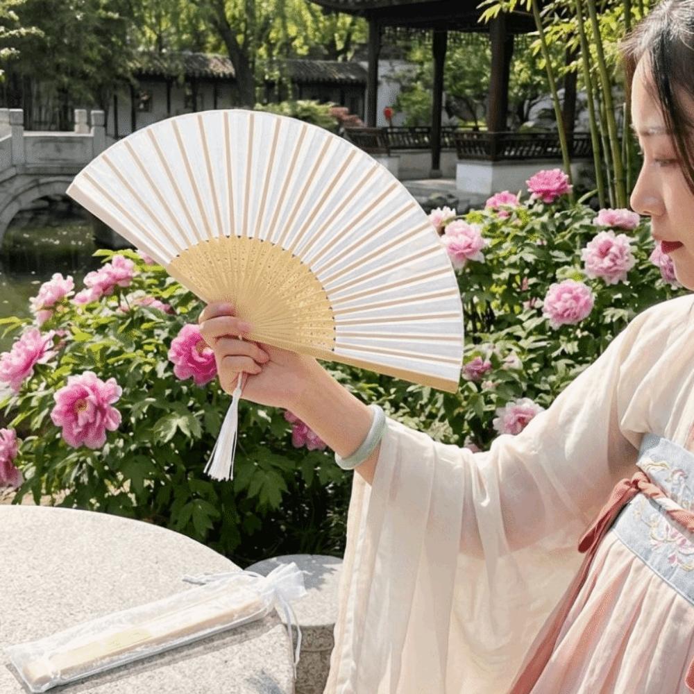 Wear Resist Silk Hand Fan Chinese Style Bamboo Hand Fan Classical Dance Fan Home Decoration