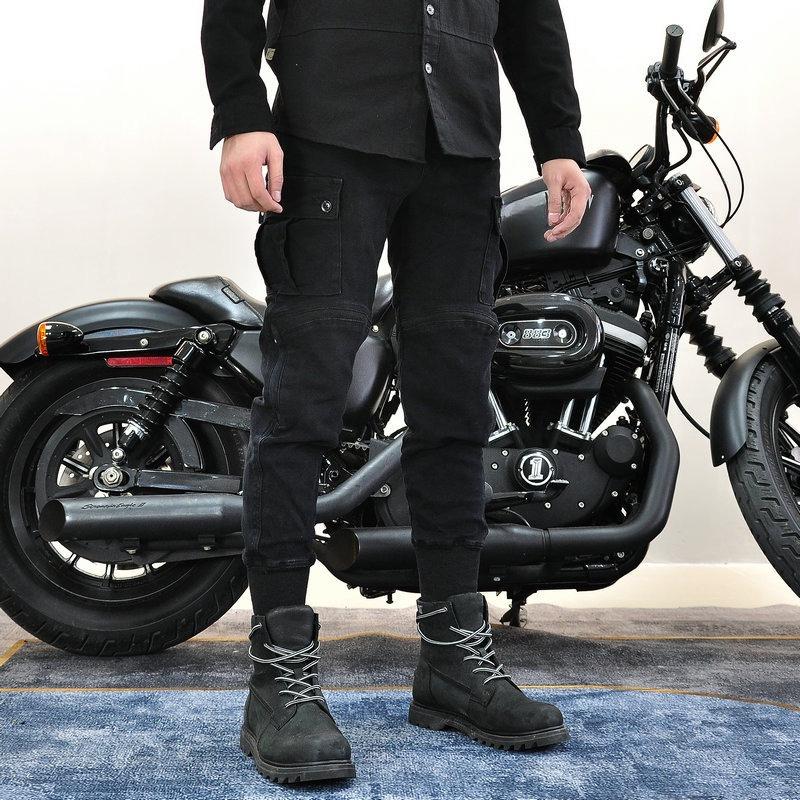Мотоциклетные штаны повседневные локомотив Келарские защитные от падений ветрозащитные джинсы штаны с резьбой штанина на резинке рыцарские штаны мужские