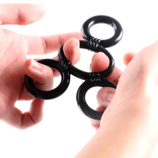 Silicone Cock Scrotum Ring Male Sex Toy Connected 4 Rings Men Ball Spreader Testicle Divider for Lasting Erection Couple