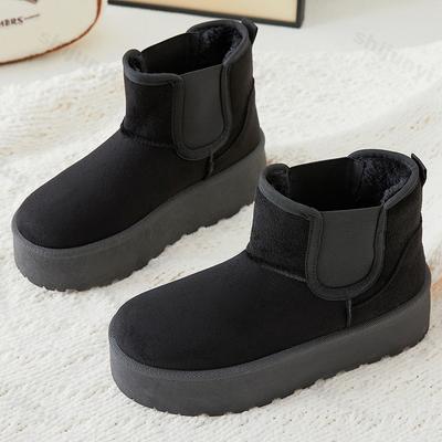 Женские зимние сапоги 2025 Зима Новые Утепленные Теплые Слипоны Хлопковые Туфли Удобные Уличные Нескользящие Повышающие Рост Повседневные Туфли