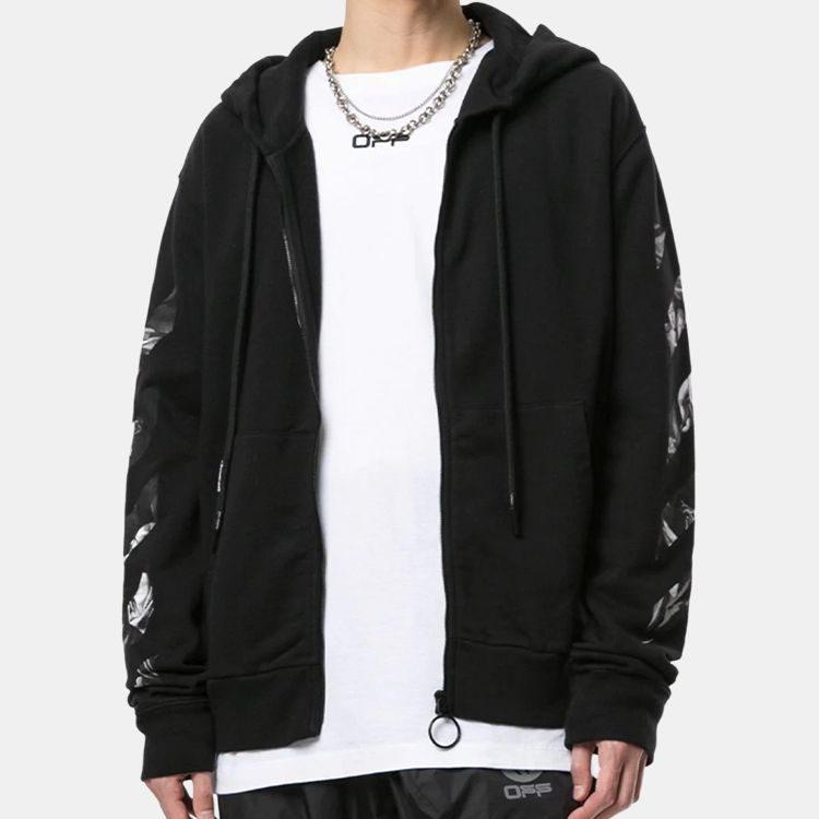 OFF WHITE Толстовка с капюшоном и молнией Caravaggio Square Slim OMBE001S20E300051088