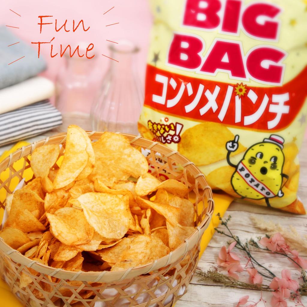 Картофельные чипсы Calbee Big Bag Punch 160 г x 12 пакетов Большая вместимость Plenty Party Snacks Snacks [Картофельные чипсы] Консоме