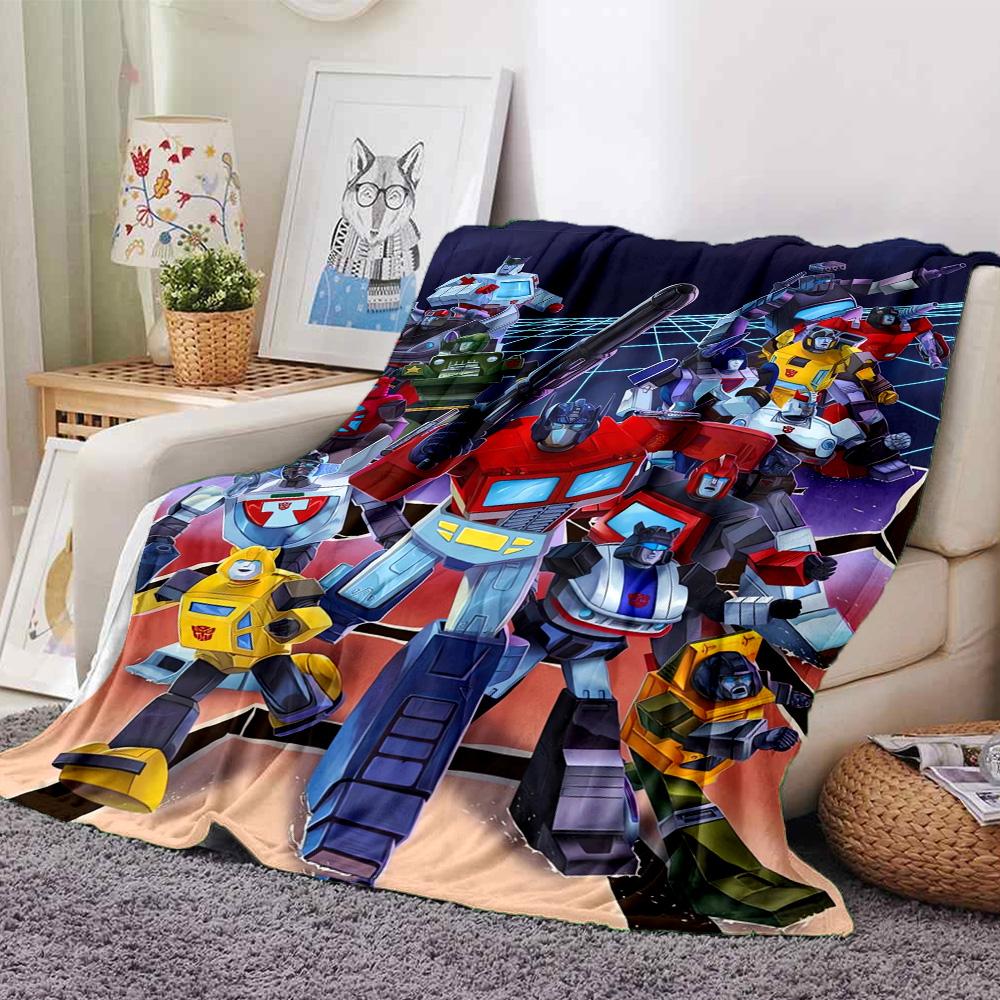Transformers Cyberverse Heroes Flannel Blanket Super Soft Warm Cozy Blanket For Sofa Bed Office Travel Allseason Home Decor Gift